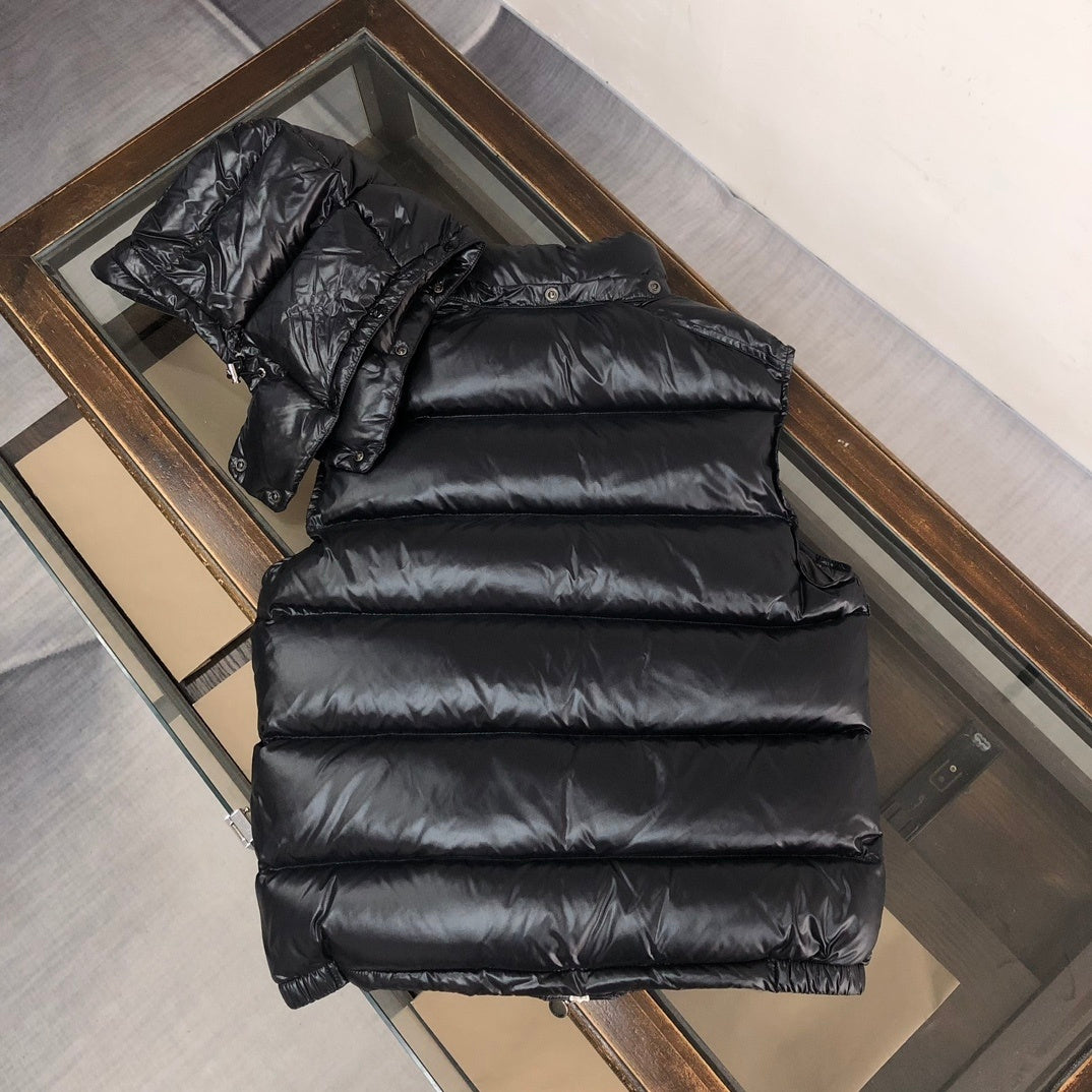 Moncler Glossy Black Hooded Puffer Vest