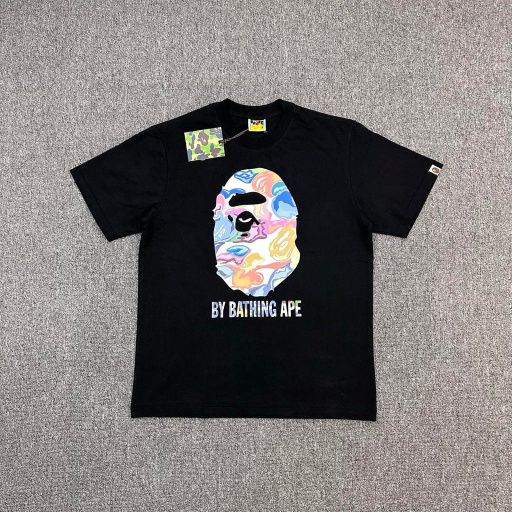 BAPE Liquid Marble Multicolor Ape Head BY BATHING APE Oversized Unisex T-Shirt