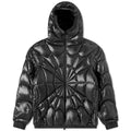 Moncler Black Glossy Geometric-Quilt Hooded Puffer Jacket