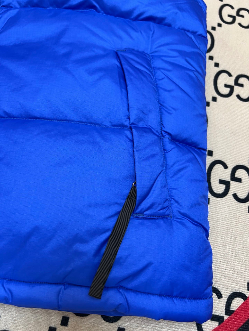 The North Face Royal Blue and Black Color-Block Puffer Vest