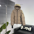Moncler Beige Hooded Chevron-Quilted Puffer Jacket