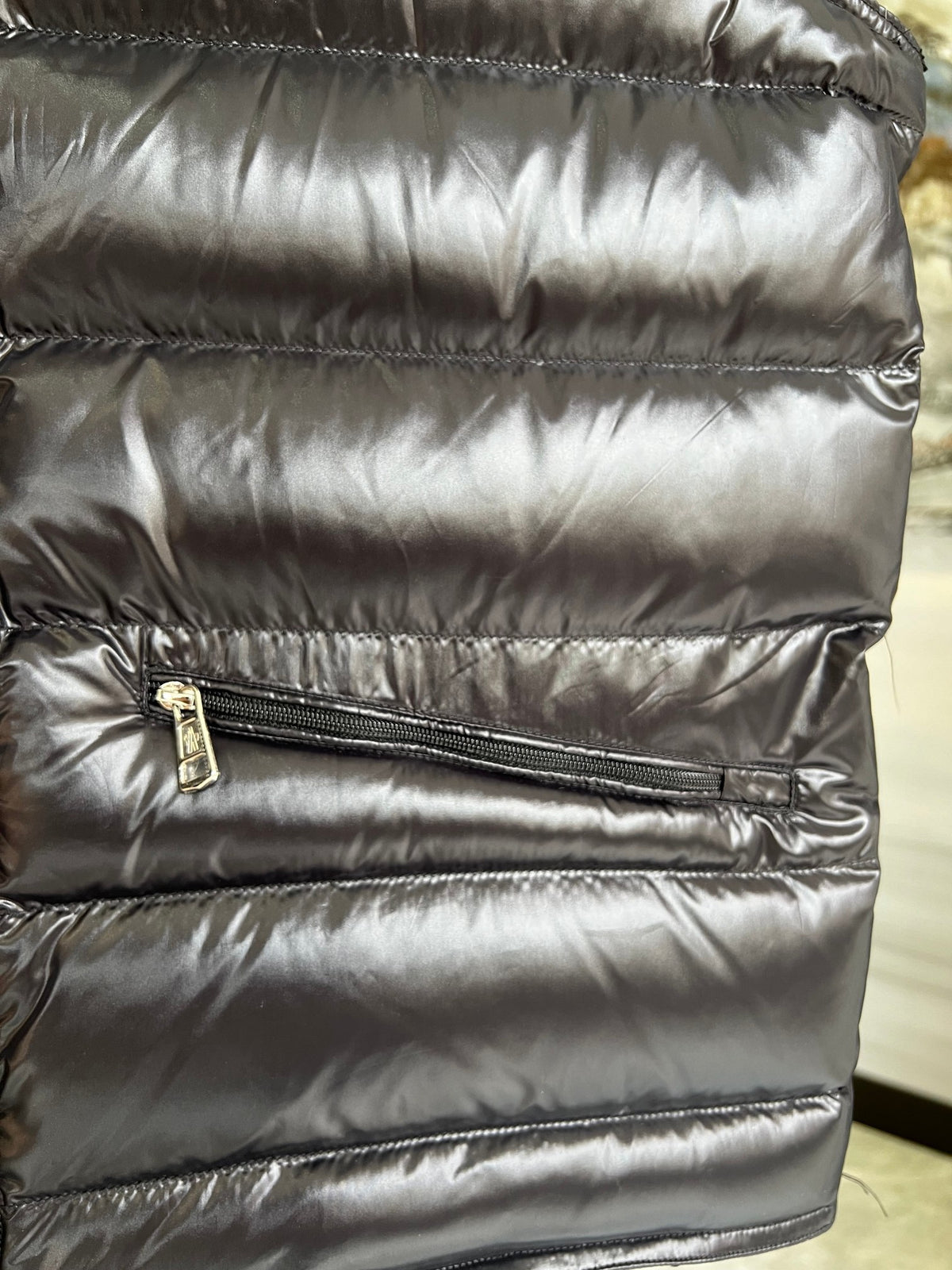 Moncler Glossy Black Quilted Puffer Vest