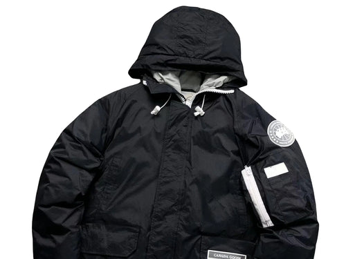 Canada Goose Black and White Hooded Puffer Jacket
