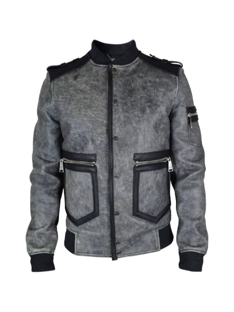 Philipp Plein logo button leather jacket