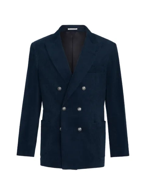 Brunello Cucinelli Sea Island cotton narrow-wale corduroy one-and-a-half breasted deconstructed blazer with patch pockets