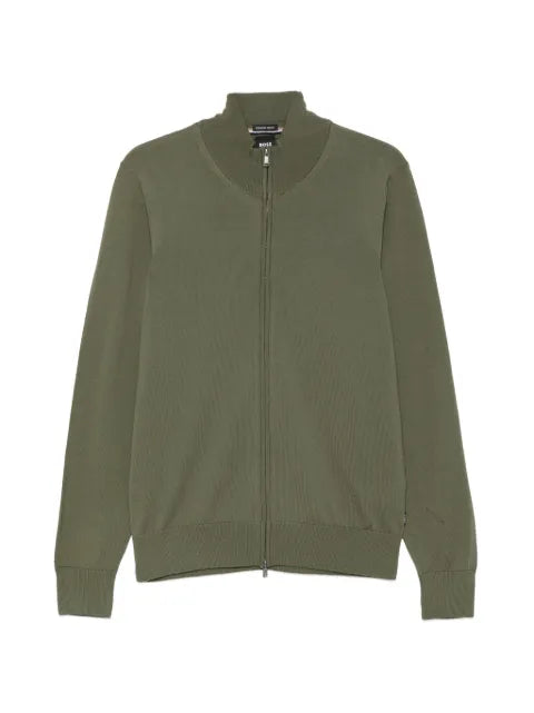BOSS zip-up sweater in merino wool