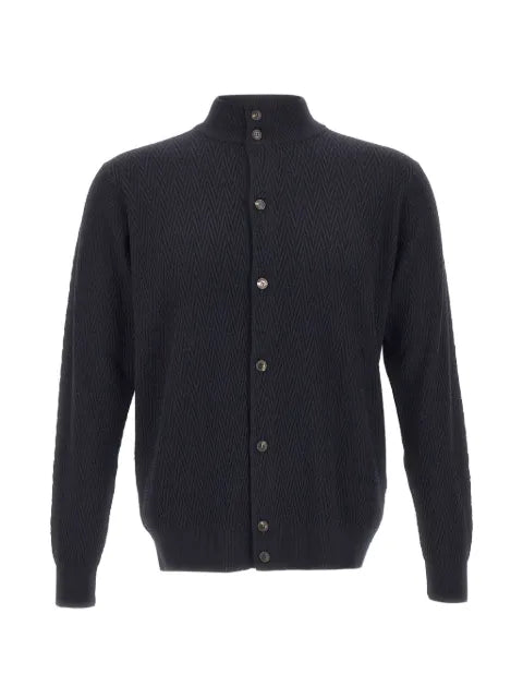 Filippo De Laurentiis geometric-pattern high-neck cardigan