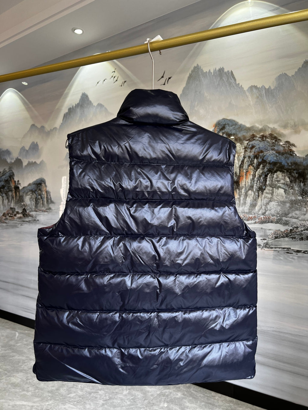 Moncler Glossy Navy Blue Quilted Puffer Vest