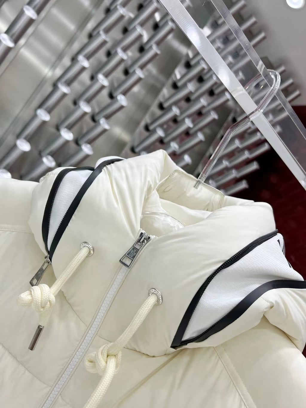 Moncler Quilted Ivory Hooded Puffer Vest