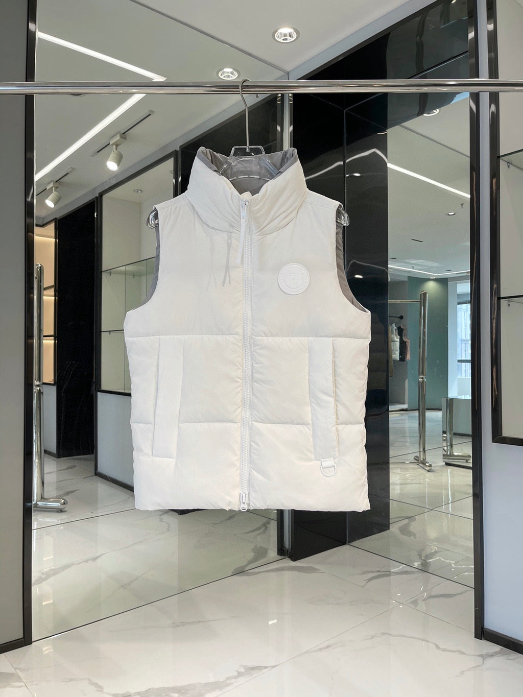 Canada Goose White Quilted Puffer Vest with Tonal Logo Patch