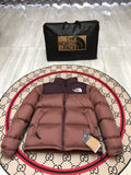 The North Face Dusty Rose and Burgundy Color-Block Puffer Jacket