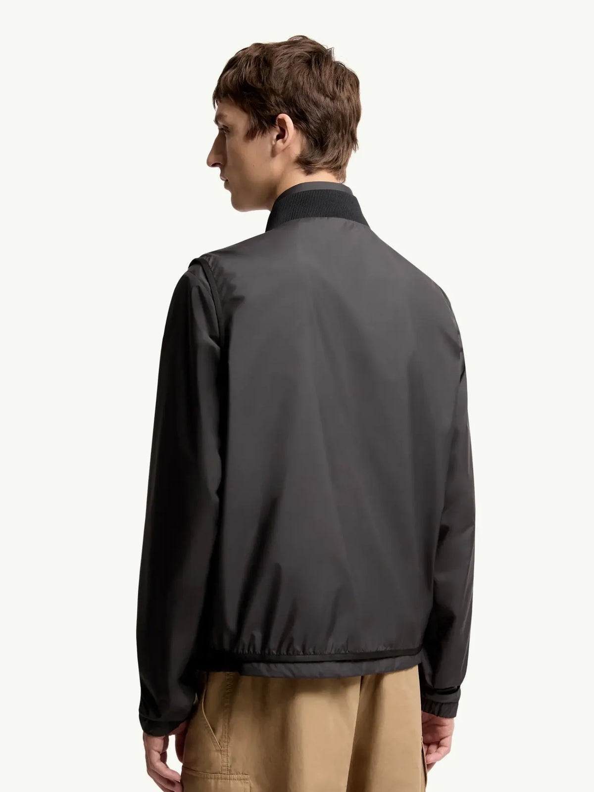Moncler Charcoal Gray Stand-Collar Zip-Up Jacket