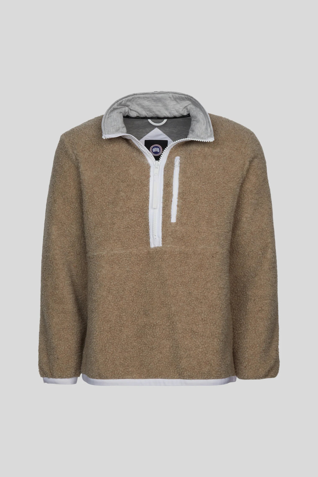 Canada Goose Tan Half-Zip Fleece Pullover with Contrast Panels