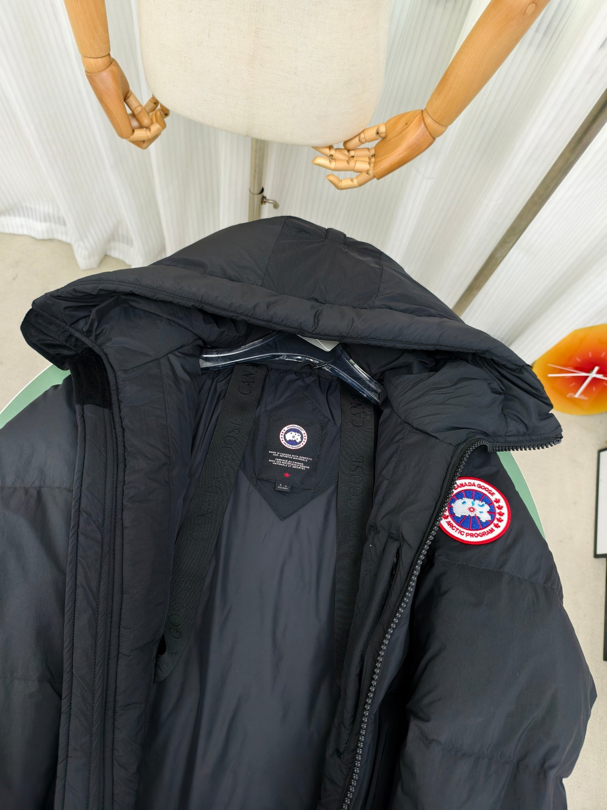 Canada Goose Black Hooded Quilted Puffer Jacket with Logo Patch