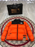 The North Face Orange and Black Color-Block Puffer Jacket
