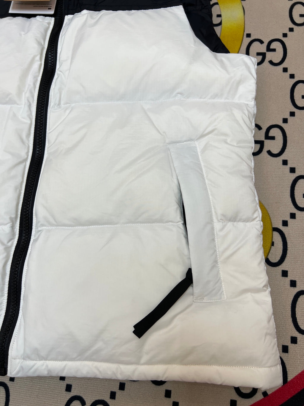 The North Face White and Black Color-Block Puffer Vest