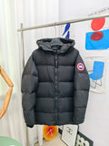 Canada Goose Black Hooded Quilted Puffer Jacket with Logo Patch