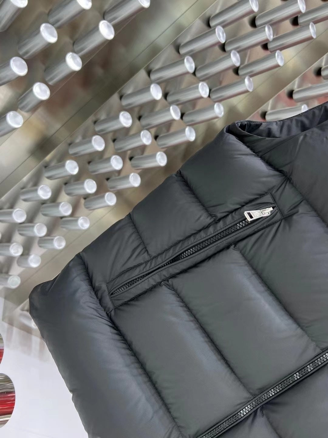 Moncler Charcoal Gray Hooded Quilted Puffer Vest
