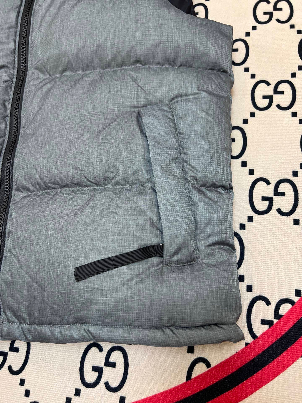 The North Face Gray and Black Color-Block Puffer Vest