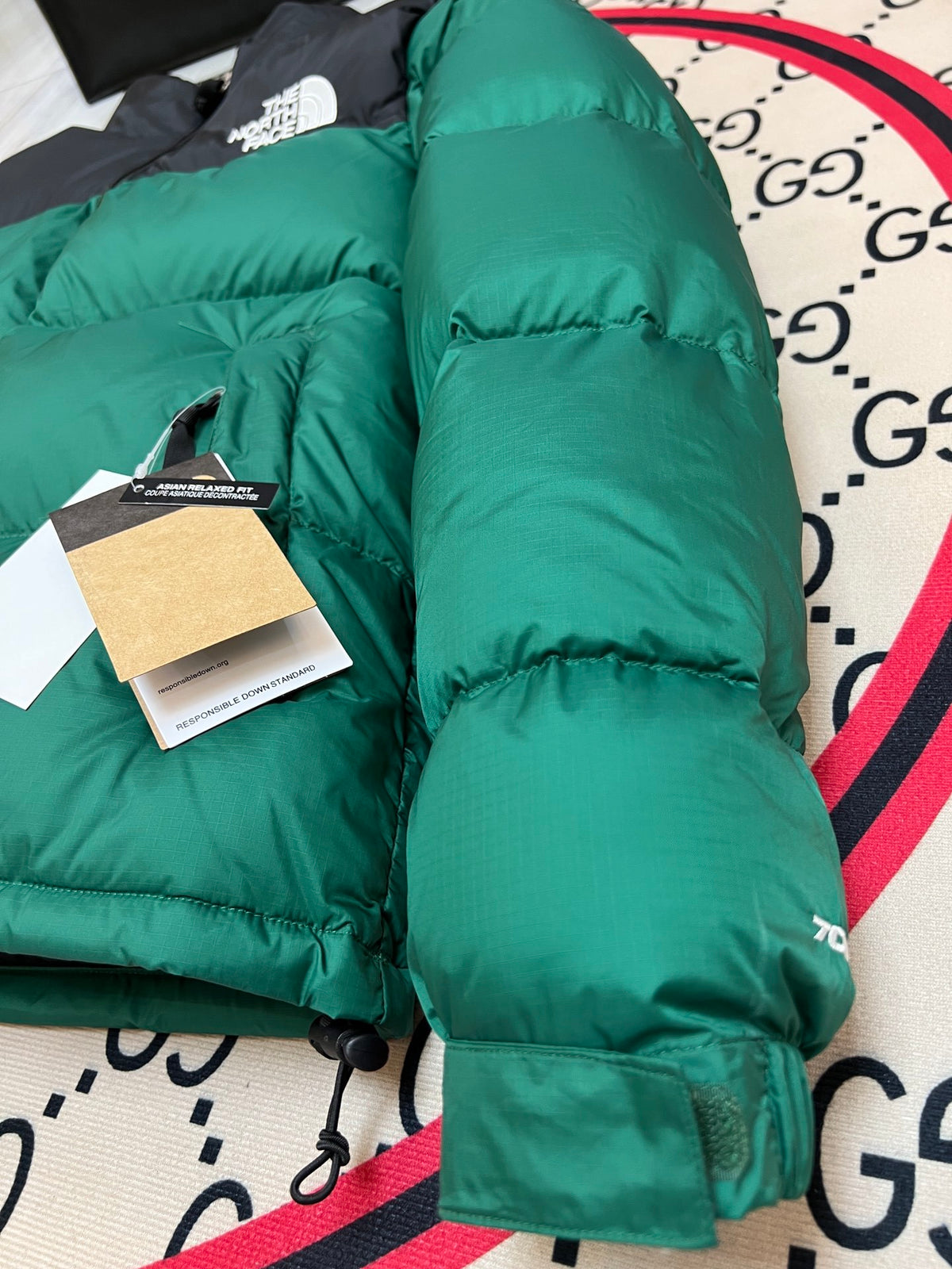 The North Face Green and Black Colorblock Puffer Jacket