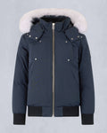 Moose Knuckles Navy Blue Hooded Bomber Jacket