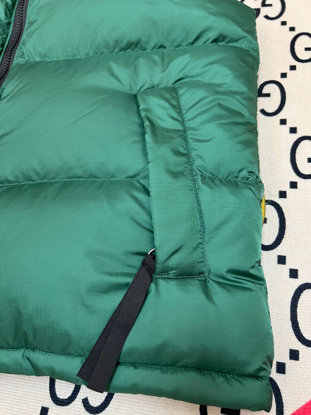 The North Face Forest Green and Black Color-Block Puffer Vest
