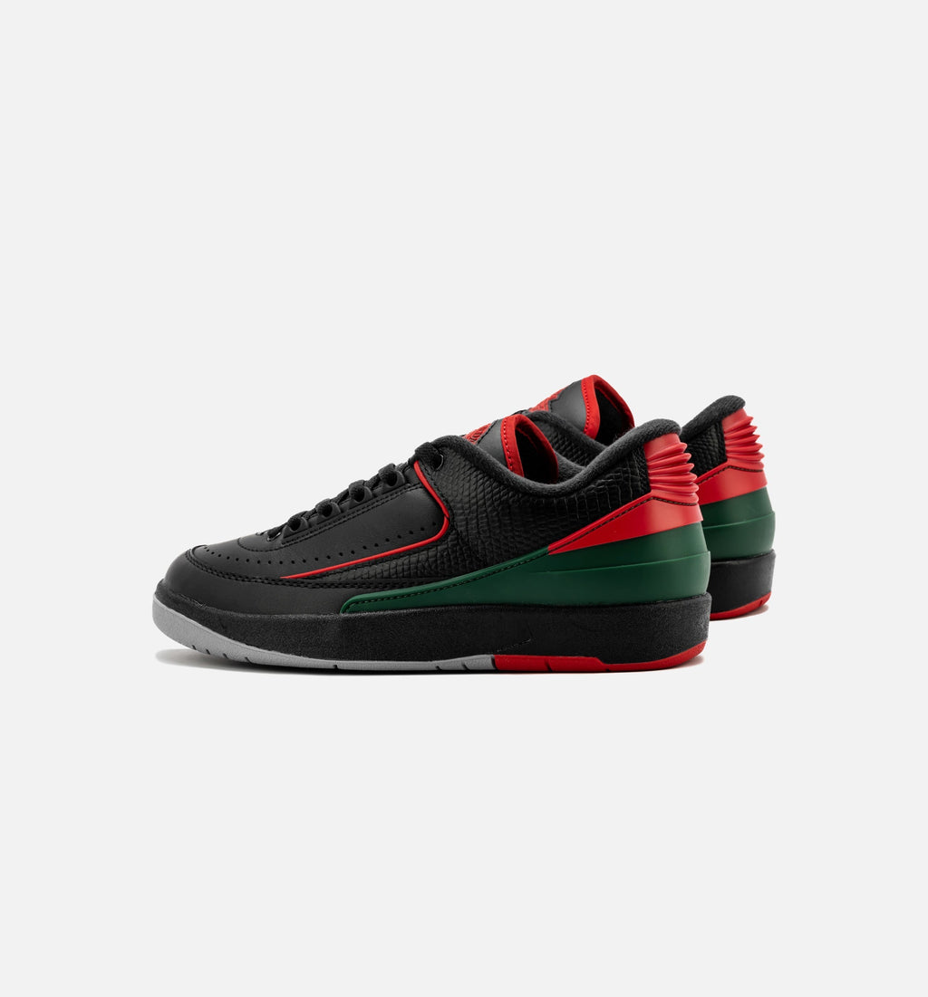 Air Jordan 2 Retro Low Grade School Lifestyle Shoe - Black/Fire Red/Cement Grey