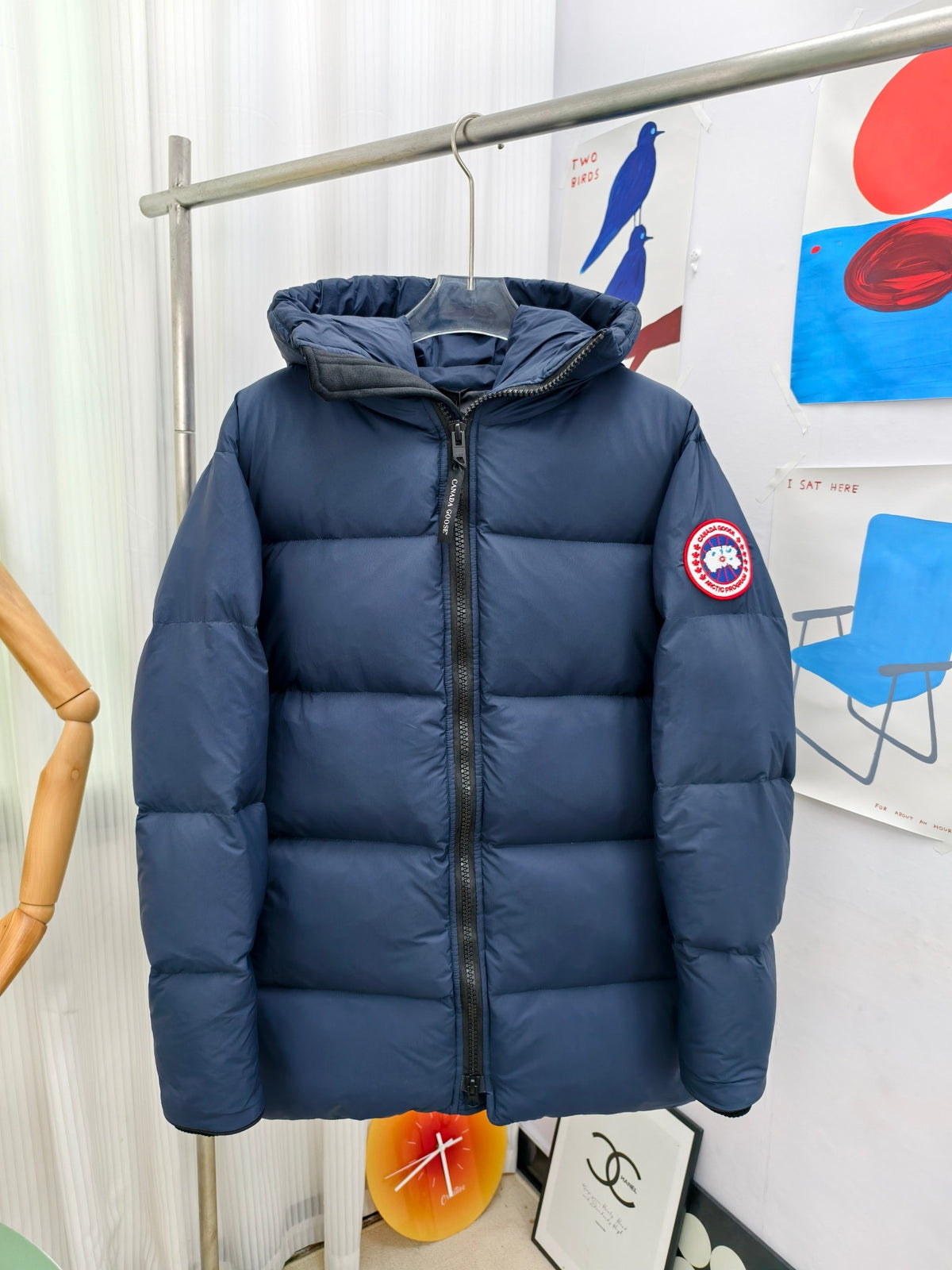 Canada Goose Navy Blue Hooded Puffer Jacket