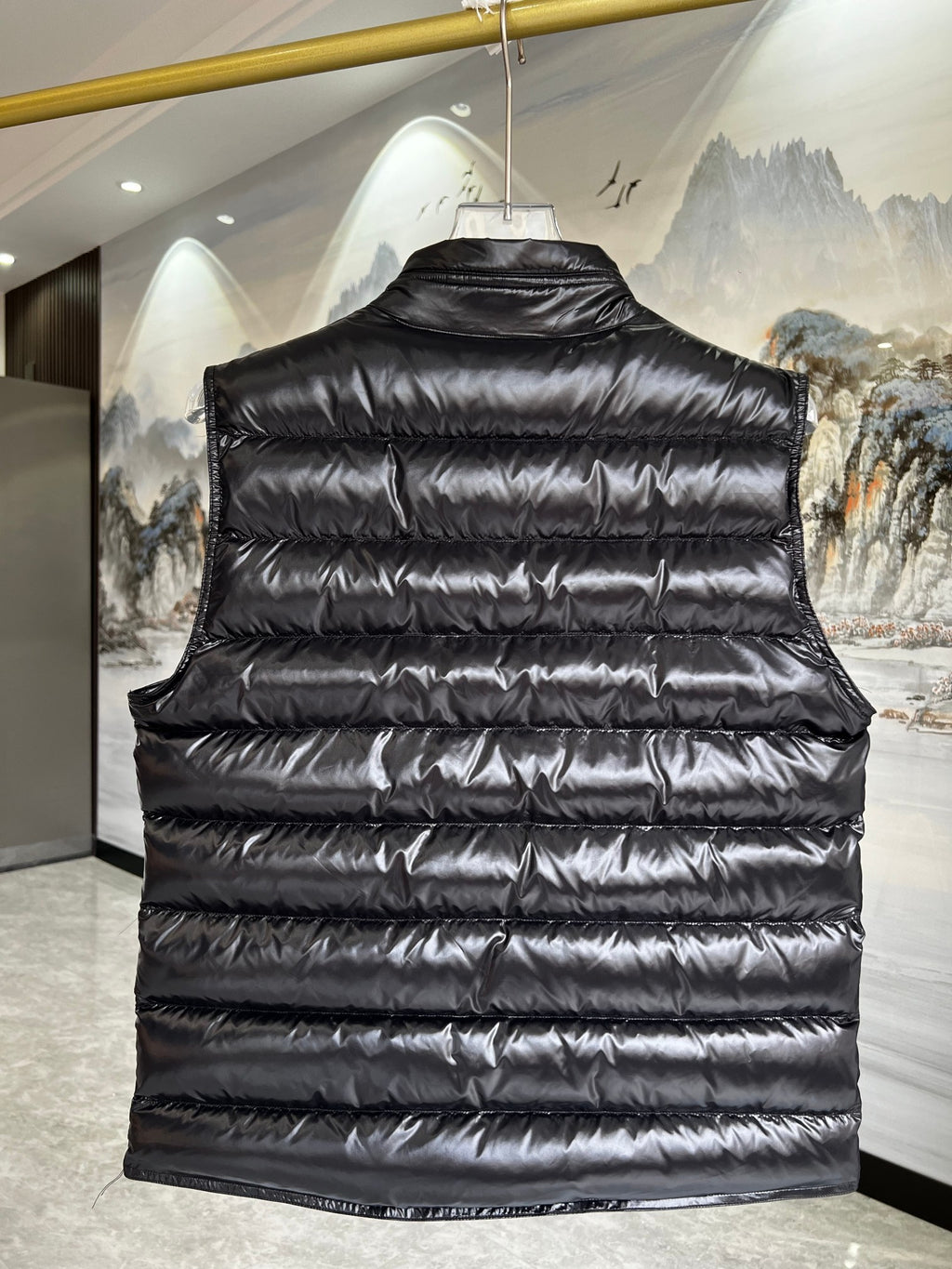 Moncler Glossy Black Quilted Puffer Vest