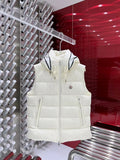 Moncler Quilted Ivory Hooded Puffer Vest
