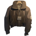 Moose Knuckles Dark Brown Cropped Teddy Fleece Bomber Jacket