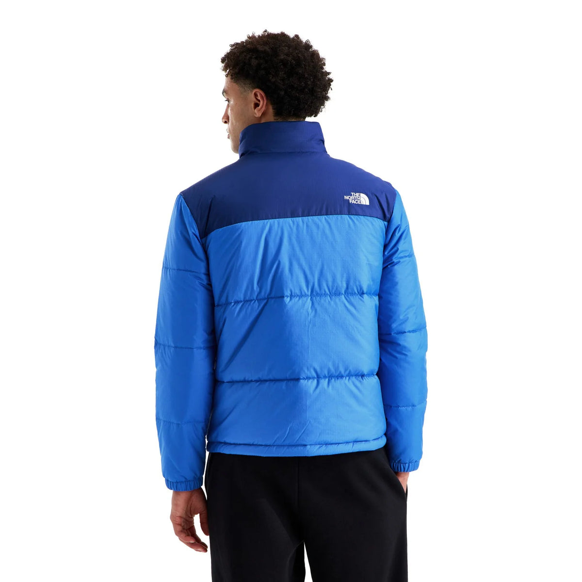The North Face Blue and Navy Stand-Collar Quilted Puffer Jacket