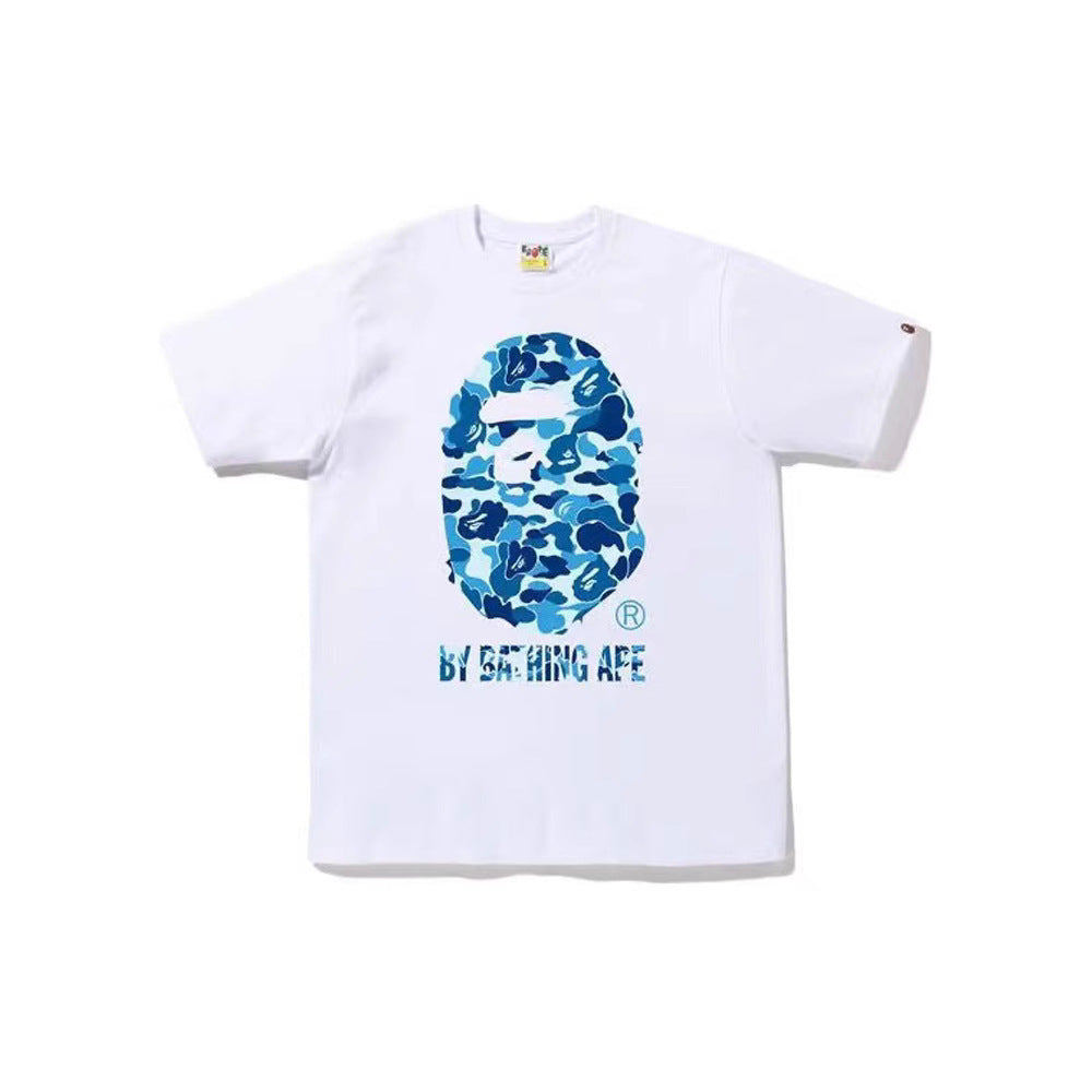 BAPE Ape Shark Graphic Print Loose Unisex Heavyweight Cotton T-Shirt