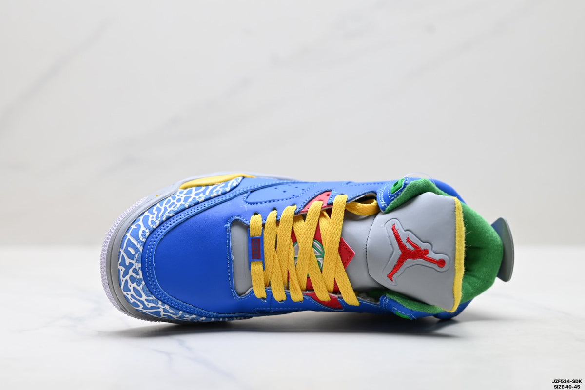 Air Jordan 5 Retro Royal Blue Yellow Green Sneakers