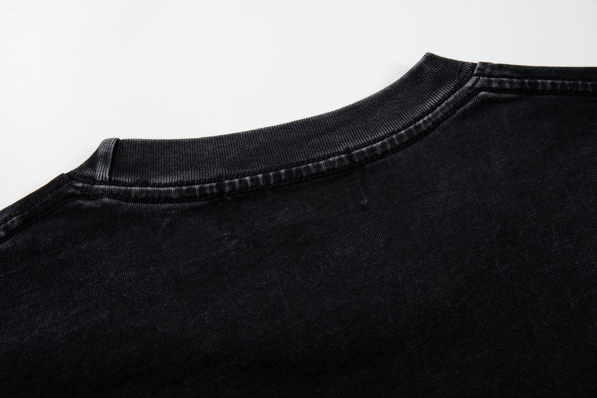 MAJESTIK Washed Black Concert-Collage Graphic T-Shirt