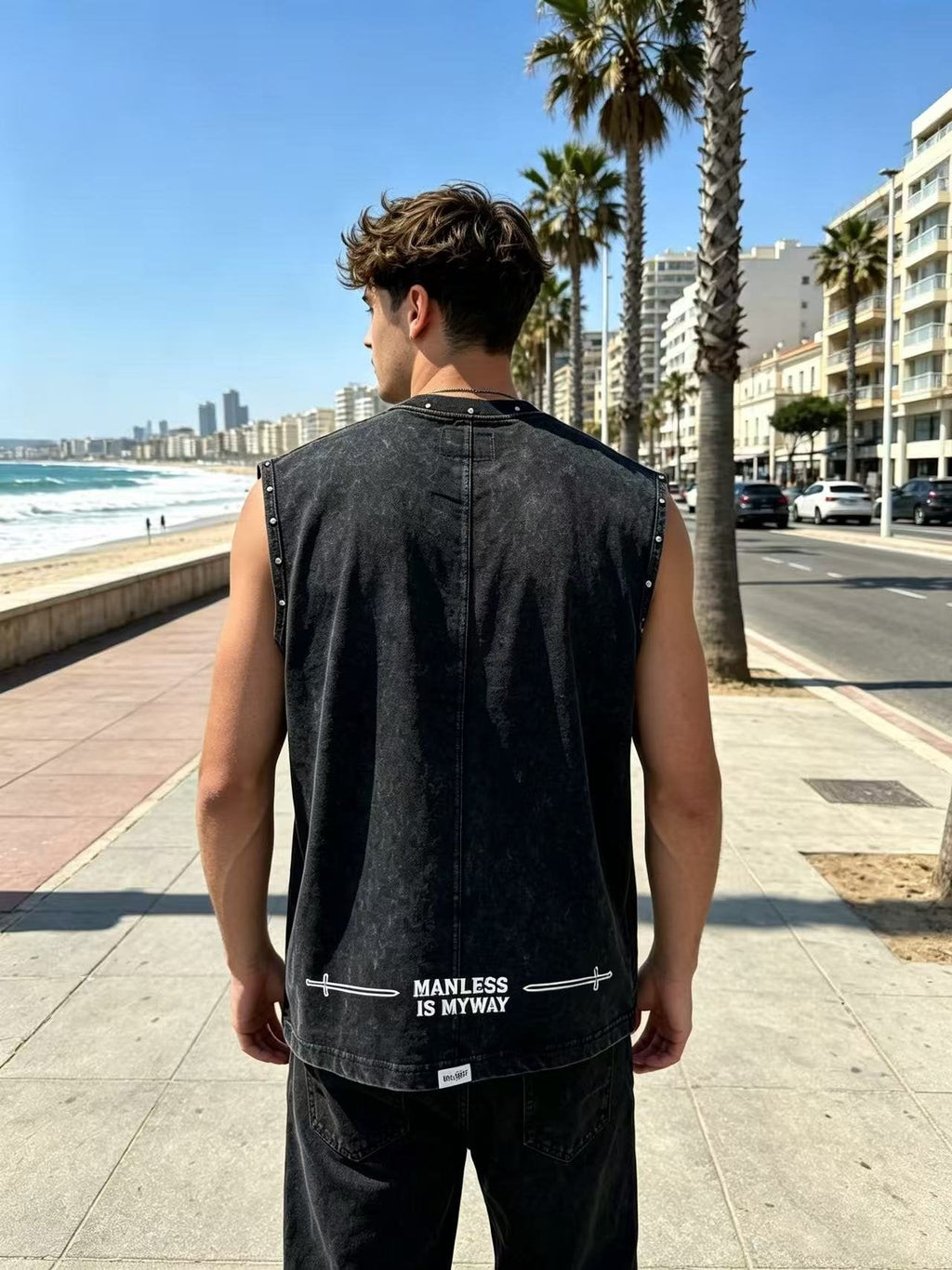 Godspeed Manifest Skull Studded Black Sleeveless T-Shirt