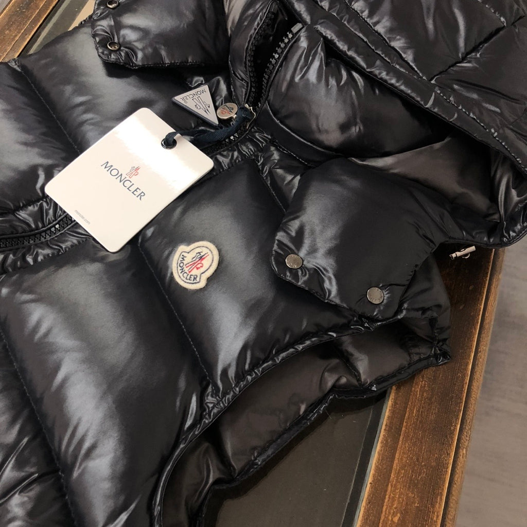Moncler Glossy Black Hooded Puffer Vest