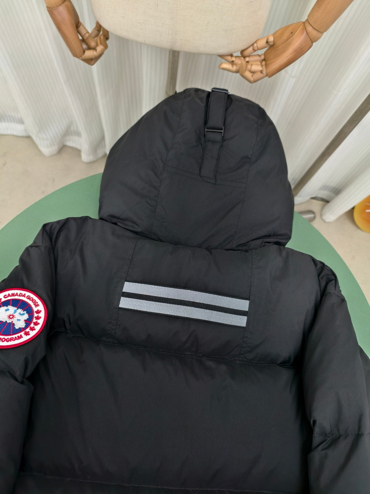Canada Goose Black Hooded Quilted Puffer Jacket with Logo Patch