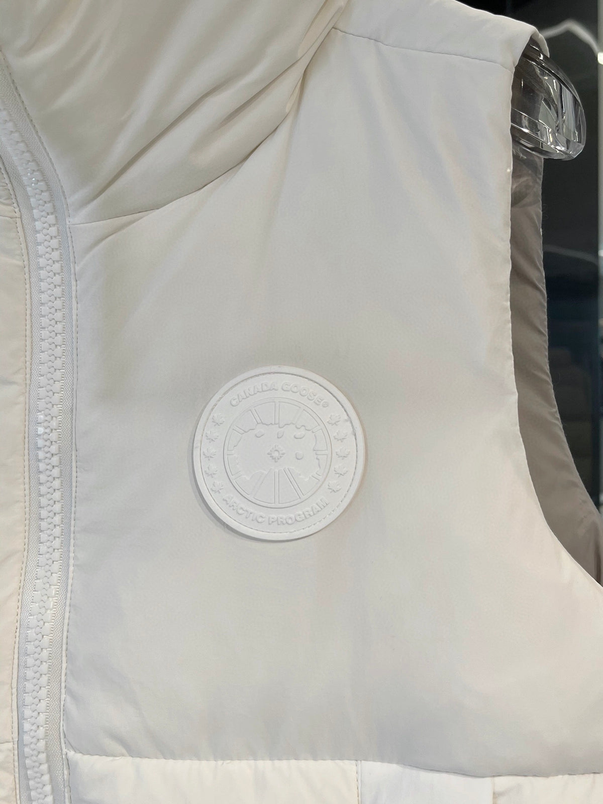 Canada Goose White Quilted Puffer Vest with Tonal Logo Patch