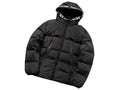 Moncler Black Hooded Puffer Jacket with White Logo Trim