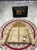 The North Face Beige and Tan Colorblock Puffer Jacket