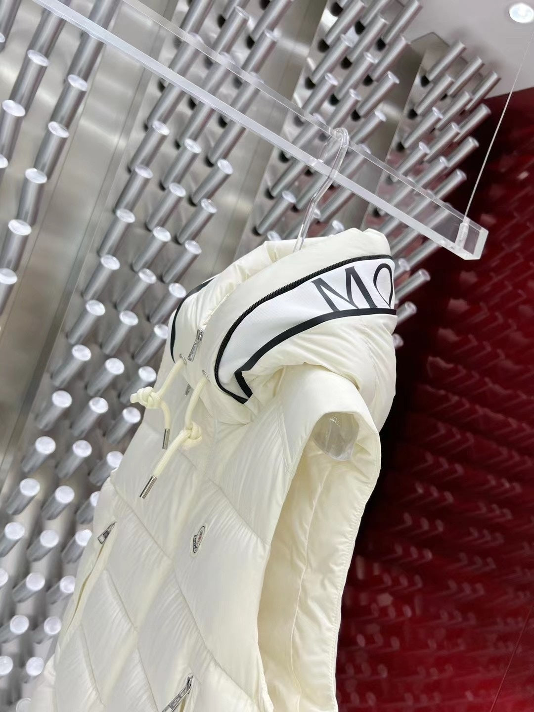 Moncler Quilted Ivory Hooded Puffer Vest