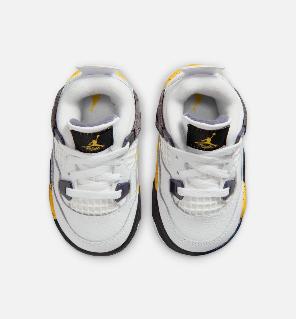 Air Jordan 4 Retro "Rare Air Tour Yellow" Infant/Toddler Shoe – White/Dark Blue Grey/Black/Tour Yellow