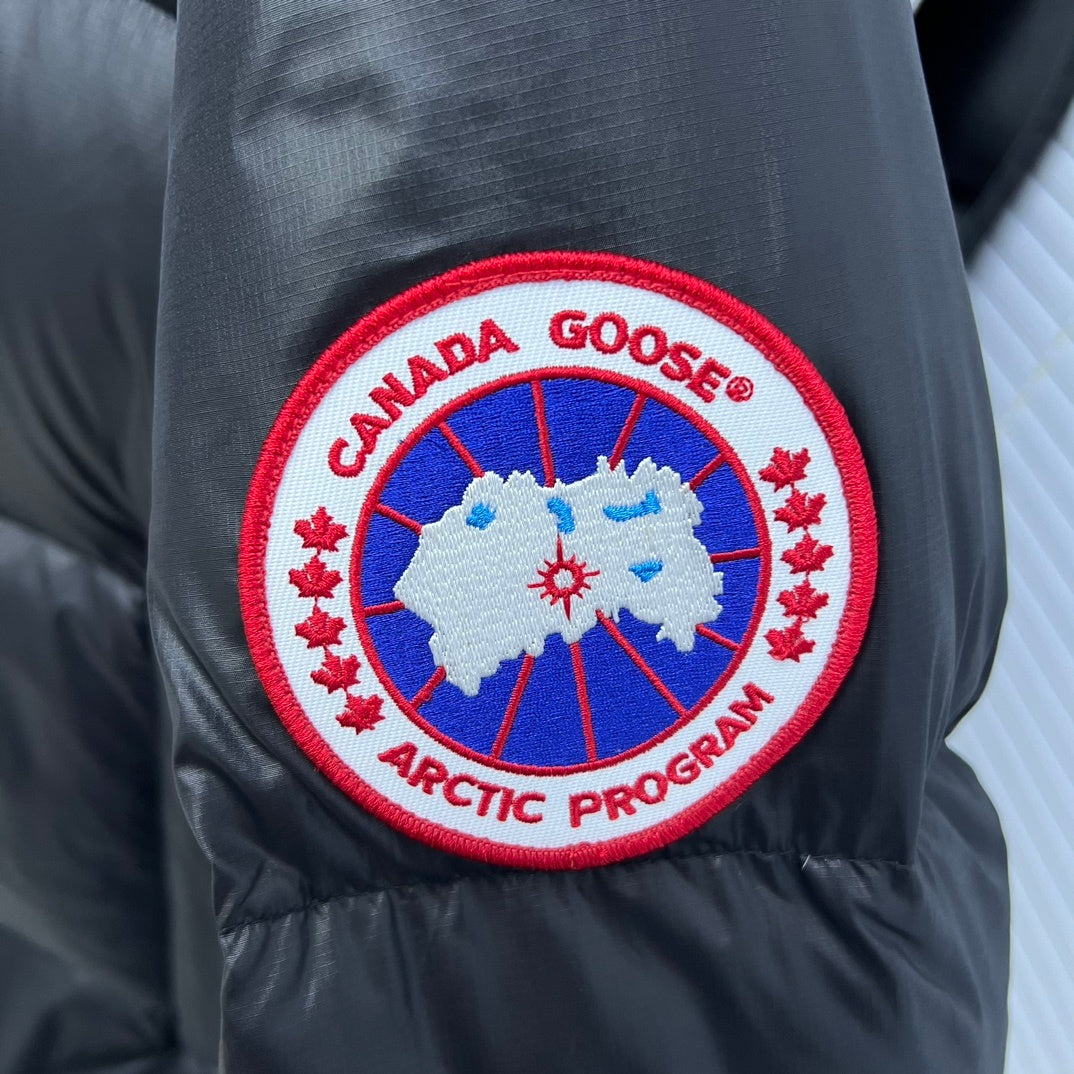 Canada Goose Black Hooded Quilted Puffer Jacket with Logo Patch