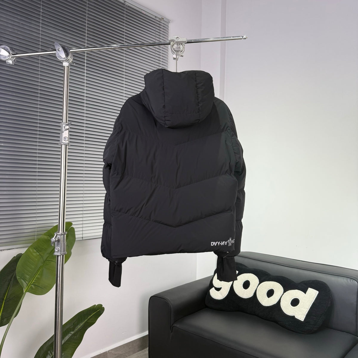Moncler Black Hooded Chevron-Quilt Puffer Jacket