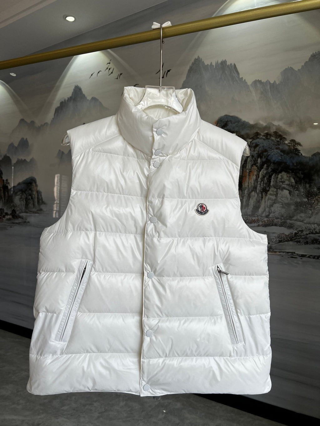Moncler White Quilted Puffer Vest