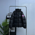 Canada Goose Black Hooded Quilted Puffer Jacket with Logo Patch