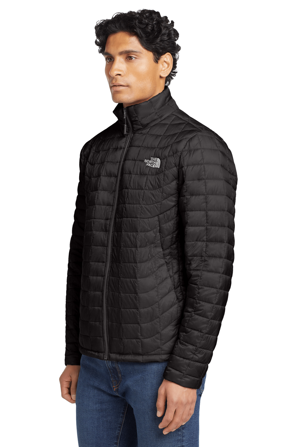 The North Face Black Stand-Collar Grid-Quilted Jacket