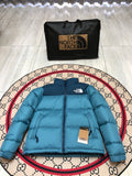The North Face Teal Blue and Navy Color-Block Puffer Jacket