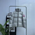 Canada Goose Glossy Silver Gray Hooded Puffer Jacket